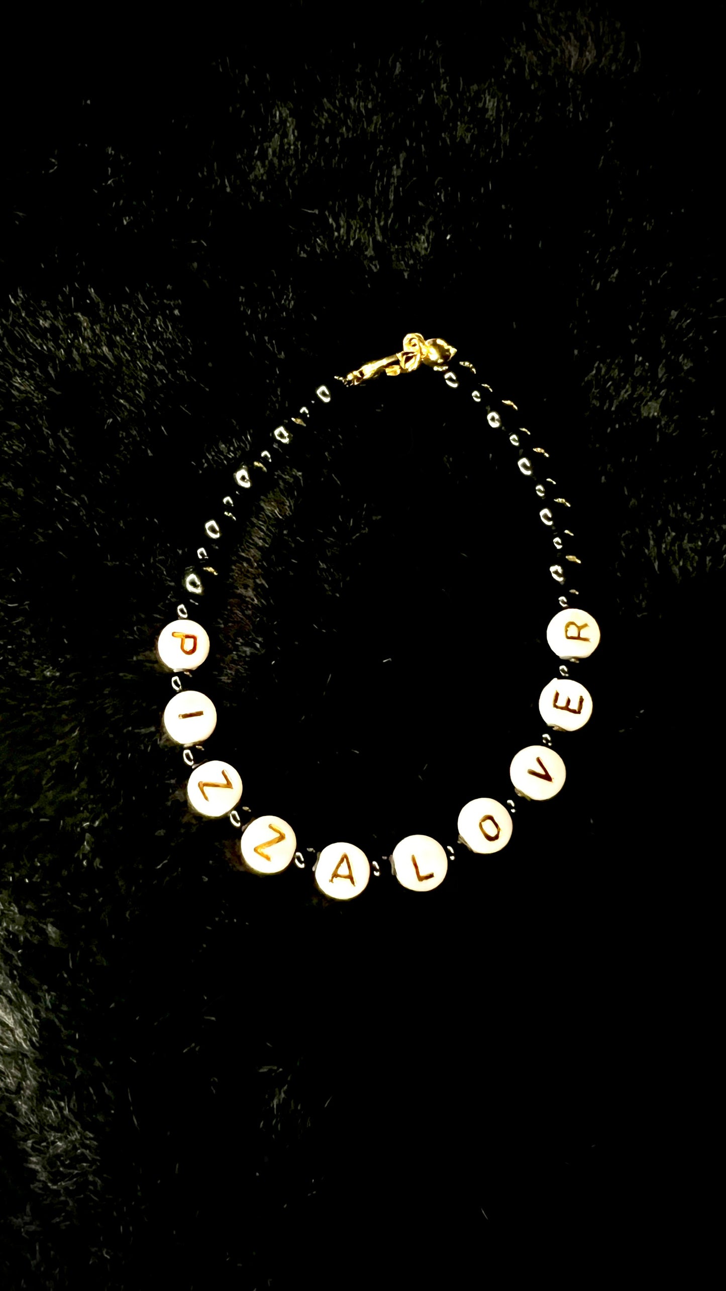 PIZZALOVER - Armband - schwarz/weiß/gold