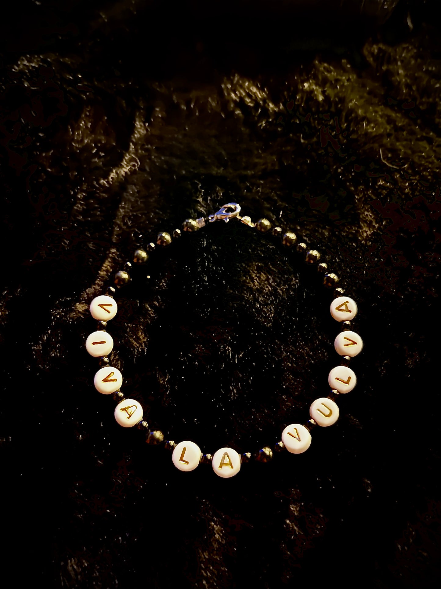 VIVA LA VULVA Armband - schwarz/weiß/gold