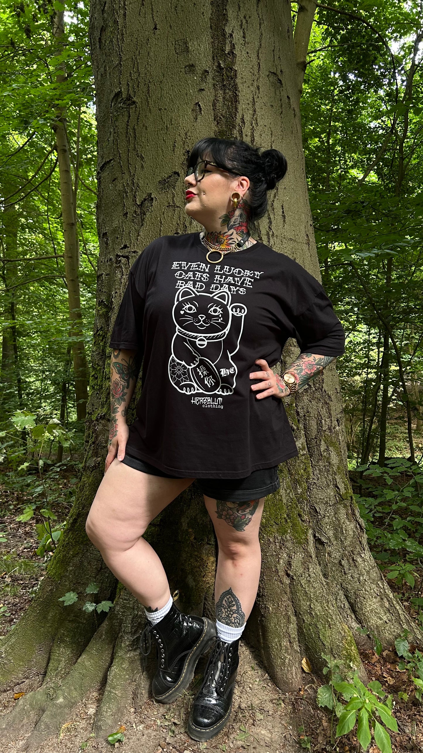 LUCKY CAT - T-Shirt - schwarz