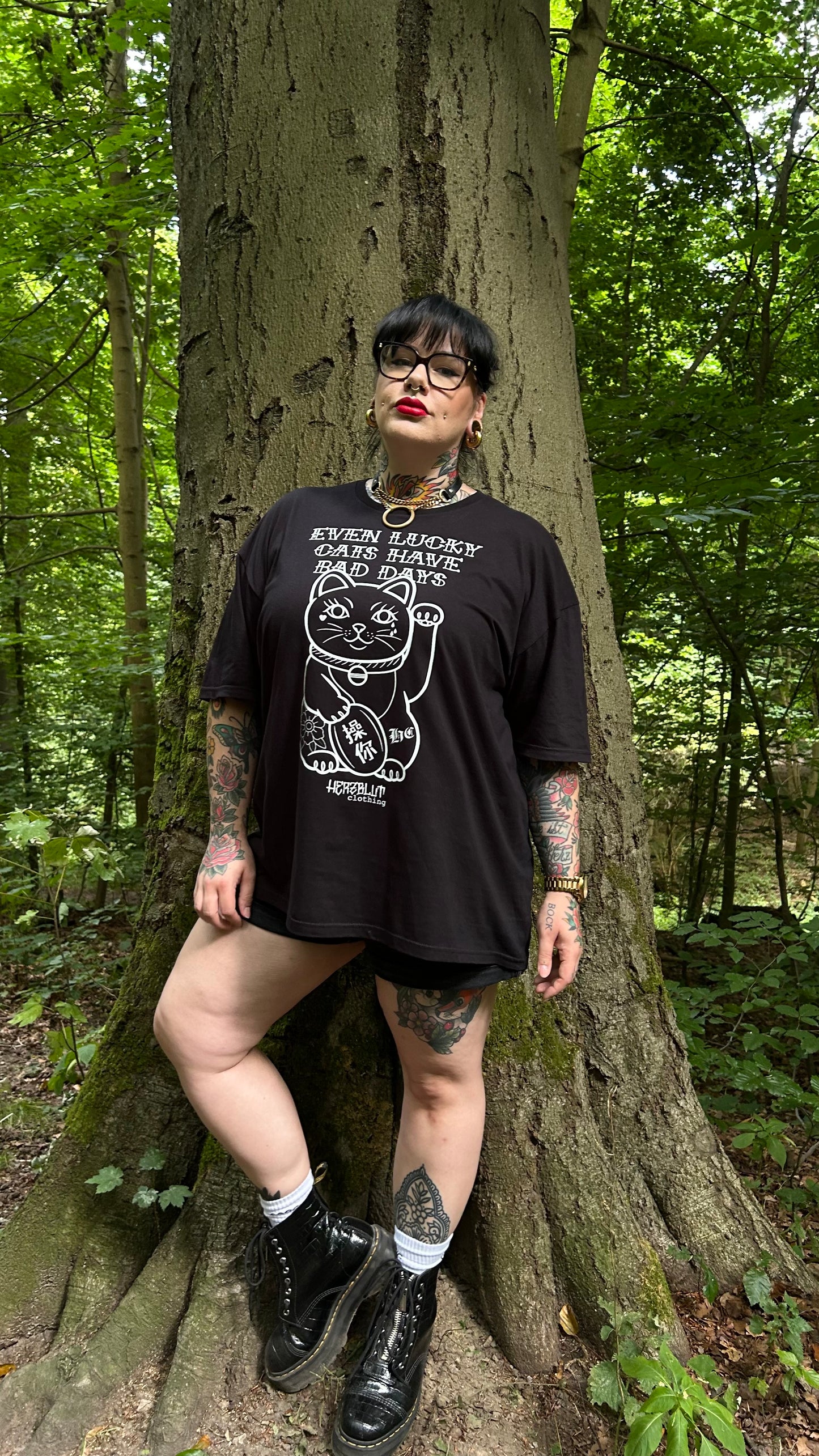 LUCKY CAT - T-Shirt - schwarz