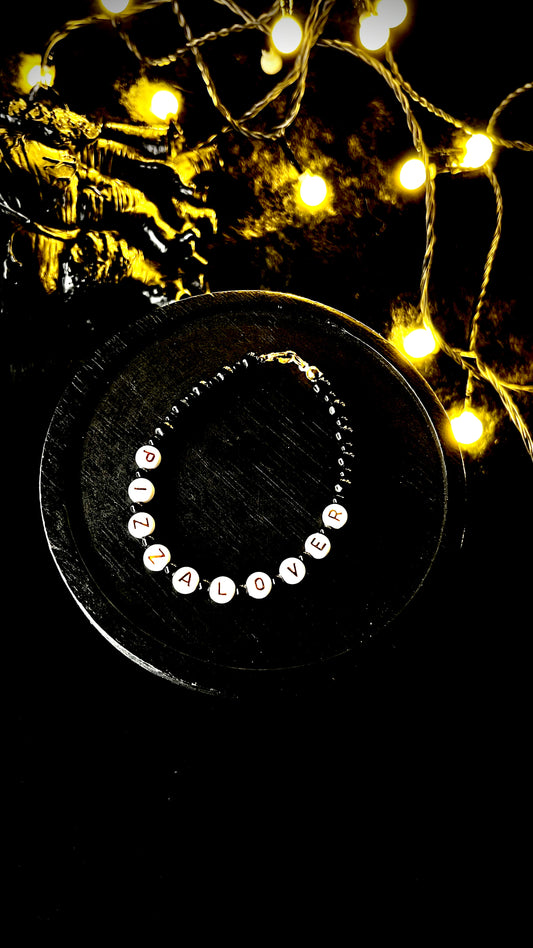 PIZZALOVER - Armband - schwarz/weiß/gold
