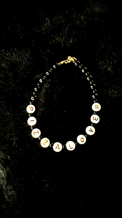 PIZZALOVER - Armband - schwarz/weiß/gold
