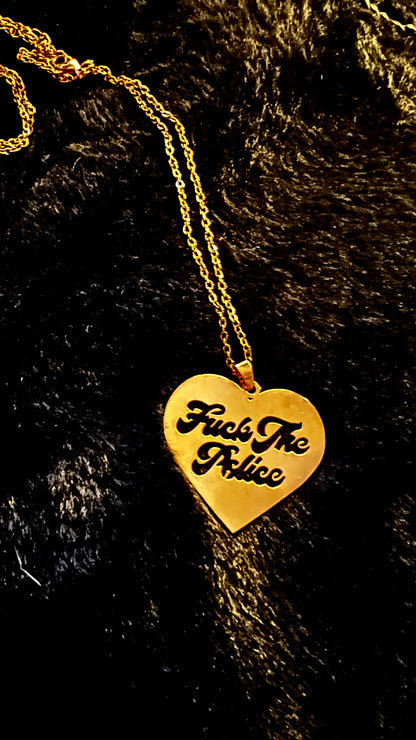 F*CK THE P*LICE - Kette - gold/silber