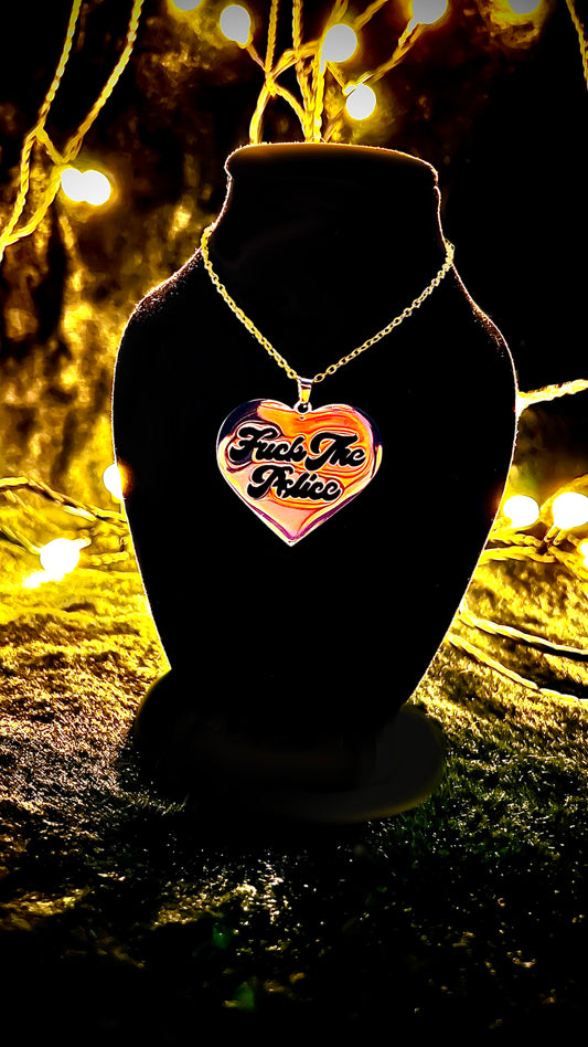 F*CK THE P*LICE - Kette - gold/silber