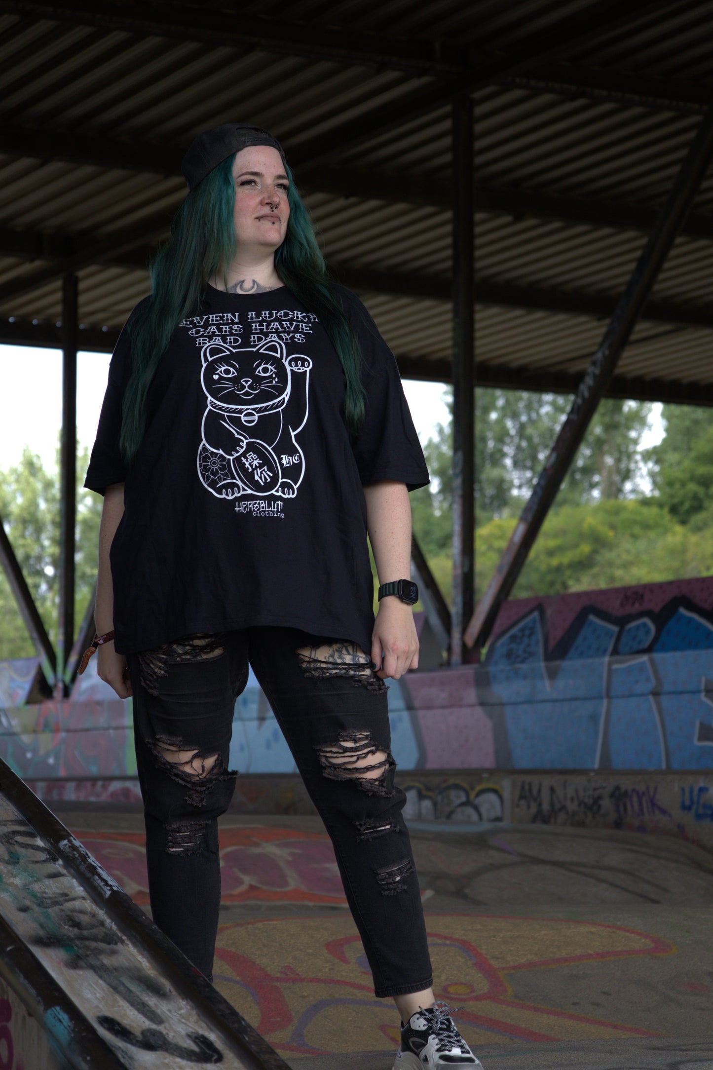 LUCKY CAT - T-Shirt - schwarz